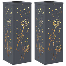Solar Led Pad Licht 2 Pcs Koudgewalst Staal 18 x 18 x 50 cm Antraciet Paardenbloem patroon