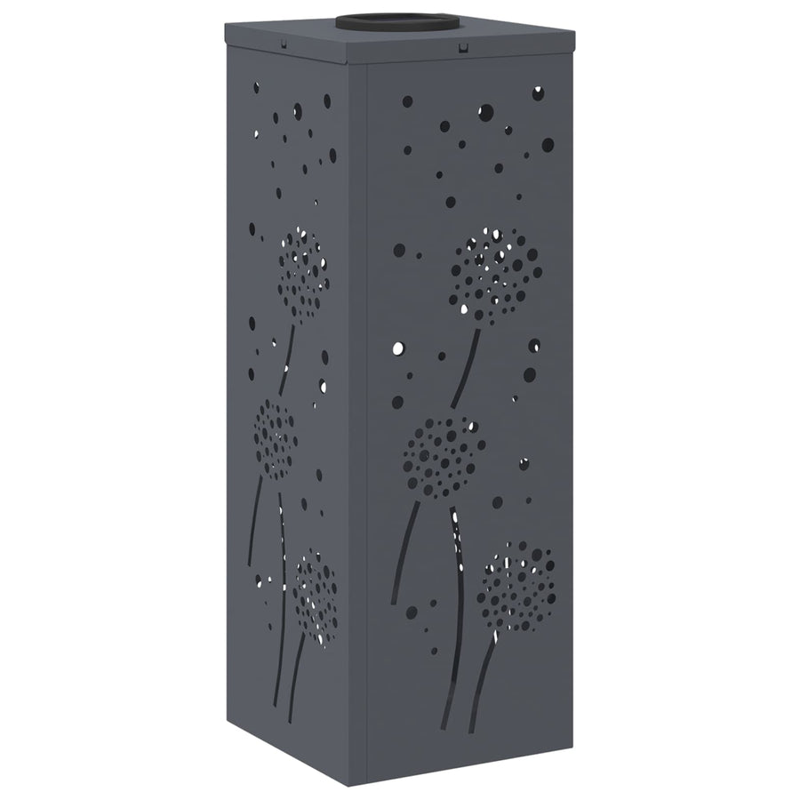 Solar Led Pad Licht 2 Pcs Koudgewalst Staal 18 x 18 x 50 cm Antraciet Paardenbloem patroon