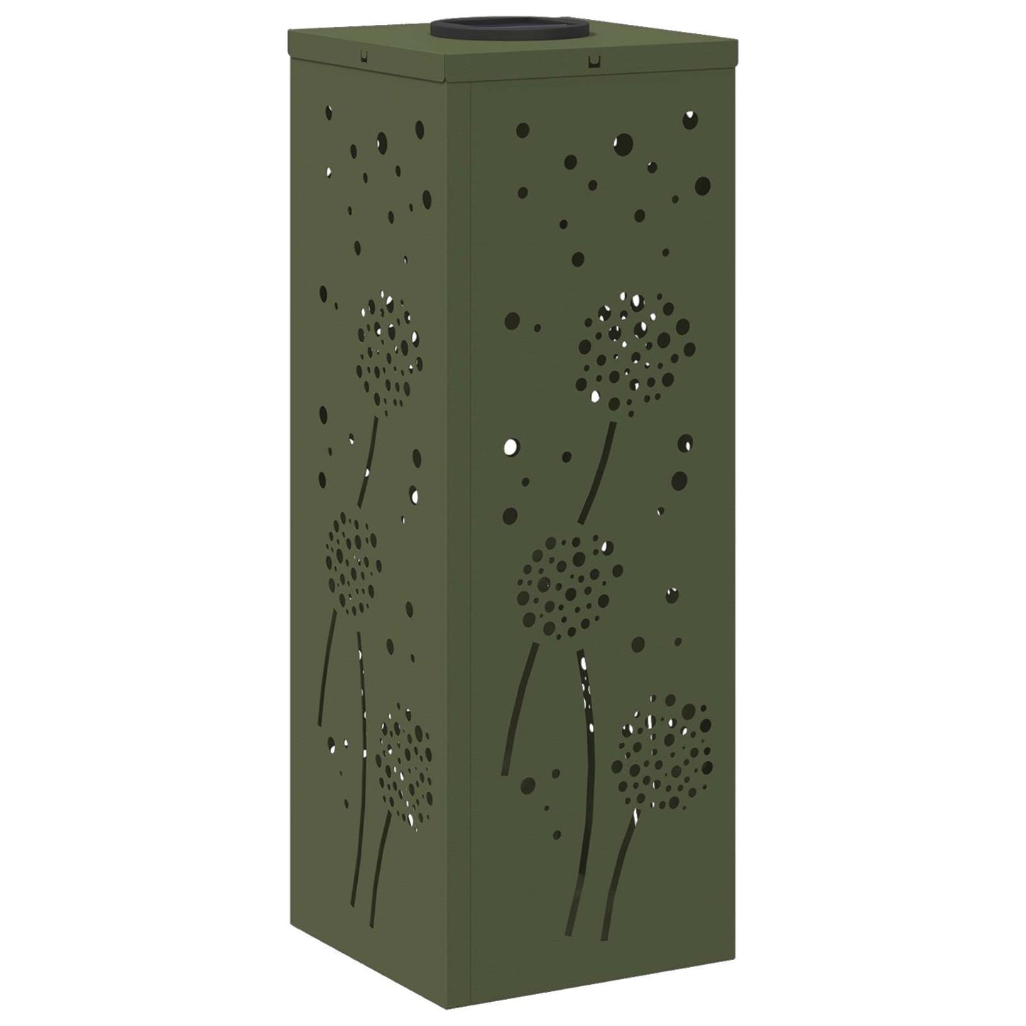 Solar Led Pad Licht 2 Pcs Olijf Groen Koudgewalst Staal 18 x 18 x 50 cm Olijfgroen Paardenbloem patroon