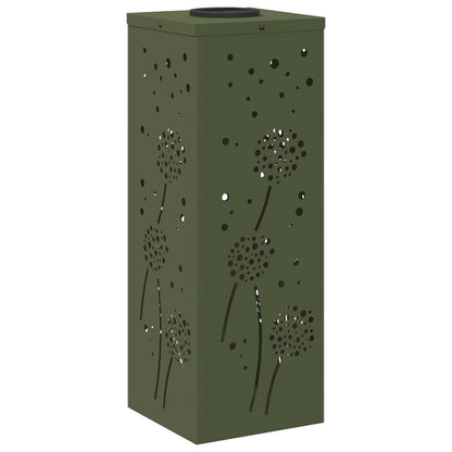 Solar Led Pad Licht 2 Pcs Olijf Groen Koudgewalst Staal 18 x 18 x 50 cm Olijfgroen Paardenbloem patroon