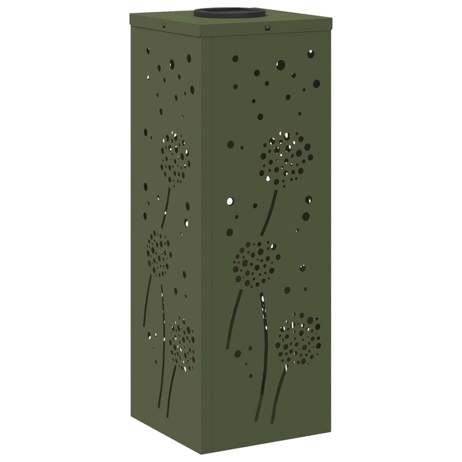 Solar Led Pad Licht 2 Pcs Olijf Groen Koudgewalst Staal 18 x 18 x 50 cm Olijfgroen Paardenbloem patroon