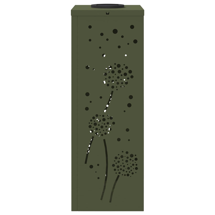 Solar Led Pad Licht 2 Pcs Olijf Groen Koudgewalst Staal 18 x 18 x 50 cm Olijfgroen Paardenbloem patroon