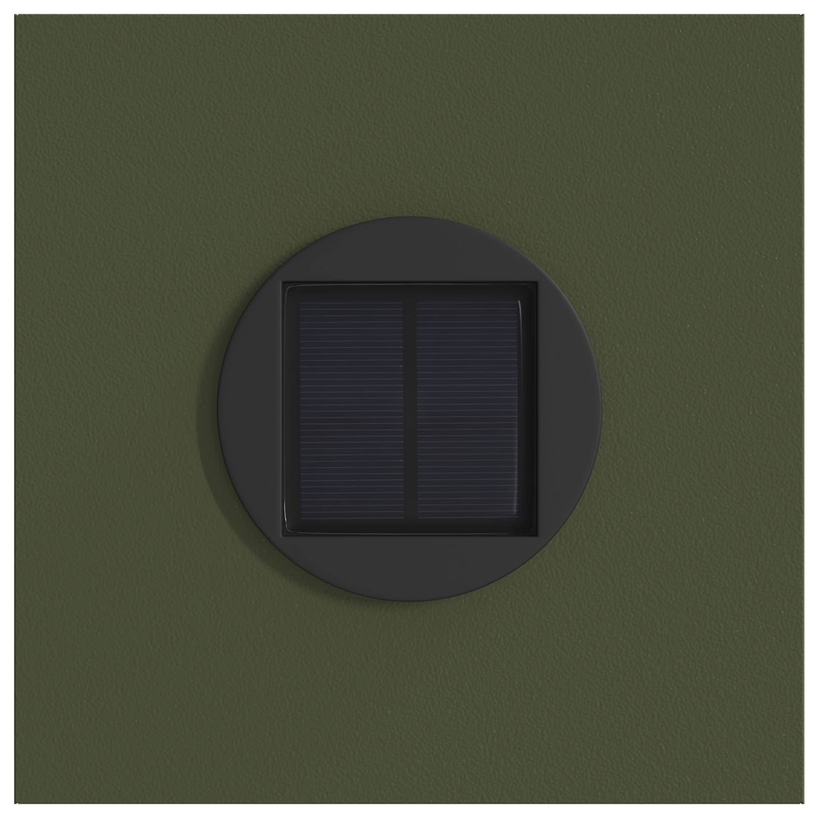 Solar Led Pad Licht 2 Pcs Olijf Groen Koudgewalst Staal 18 x 18 x 50 cm Olijfgroen Paardenbloem patroon