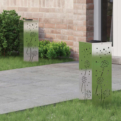 Solar Led Pad Licht 2 Pcs 18 x 18 x 50 cm Roestvrij staal Paardenbloem patroon