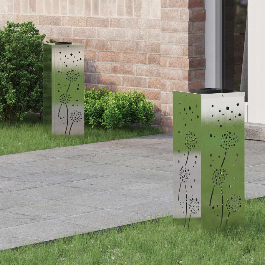 Solar Led Pad Licht 2 Pcs 18 x 18 x 50 cm Roestvrij staal Paardenbloem patroon