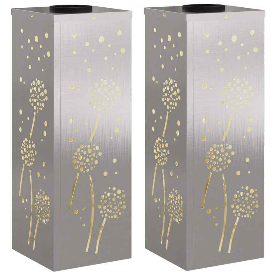 Solar Led Pad Licht 2 Pcs 18 x 18 x 50 cm Roestvrij staal Paardenbloem patroon