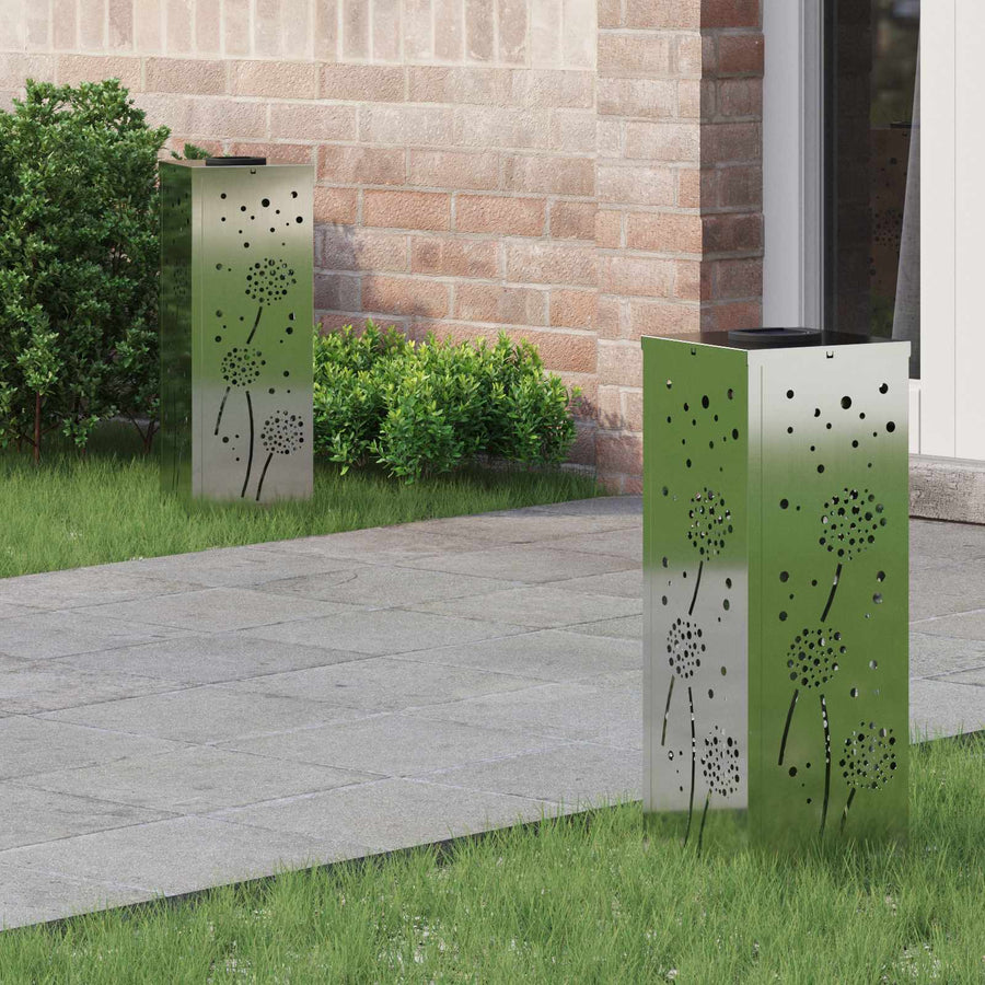 Solar Led Pad Licht 2 Pcs Gegalvaniseerd Gegalvaniseerd 18 x 18 x 50 cm Geëgalvaniseerd staal Paardenbloem patroon