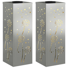 Solar Led Pad Licht 2 Pcs Gegalvaniseerd Gegalvaniseerd 18 x 18 x 50 cm Geëgalvaniseerd staal Paardenbloem patroon