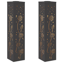 Solar Led Pad Licht 2 Pcs Koudgewalst Staal 18 x 18 x 80 cm Zwart Paardenbloem patroon
