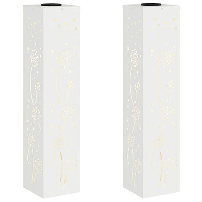 Solar Led Pad Licht 2 Pcs Koudgewalst Staal 18 x 18 x 80 cm Wit Paardenbloem patroon