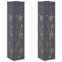 Solar Led Pad Licht 2 Pcs Koudgewalst Staal 18 x 18 x 80 cm Antraciet Paardenbloem patroon