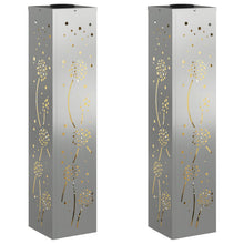 Solar Led Pad Licht 2 Pcs Gegalvaniseerd Gegalvaniseerd 18 x 18 x 80 cm Geëgalvaniseerd staal Paardenbloem patroon