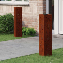 Solar Led Pad Licht 2 Pcs 18 x 18 x 80 cm Cortenstaal Paardenbloem patroon