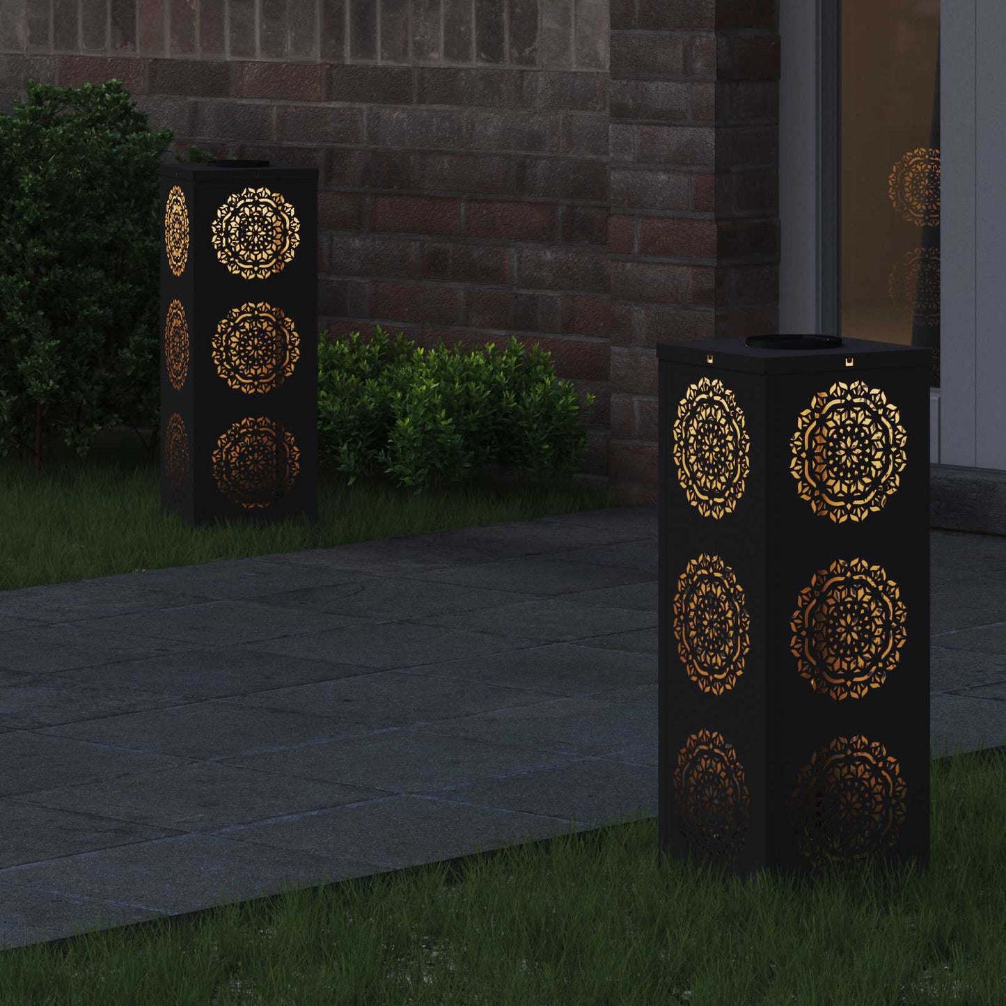 Solar LED Pad Licht 2 pcs Zwart Koudgewalst staal