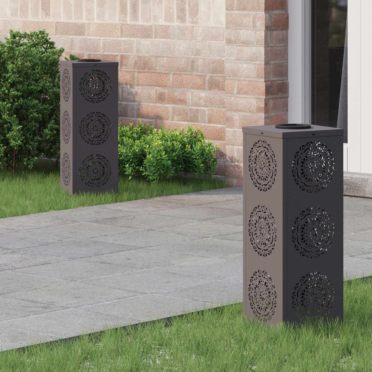 Solar LED Pad Licht 2 pcs Zwart Koudgewalst staal