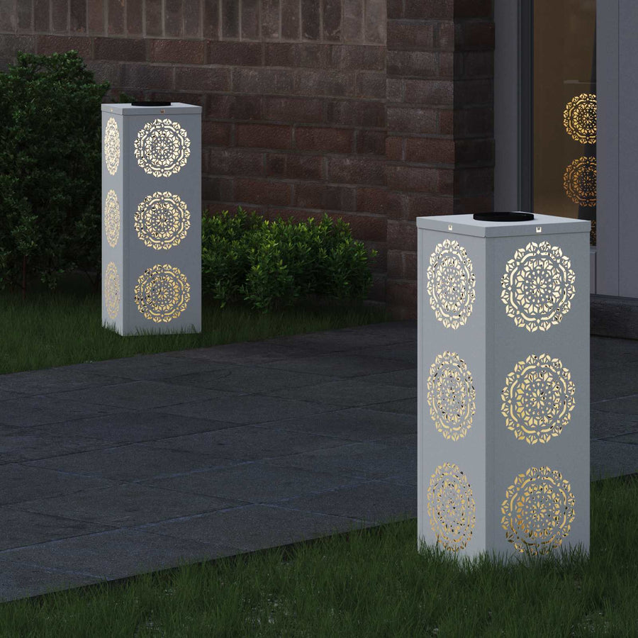 Solar LED Pad Licht 2 pcs Wit Koudgewalst staal