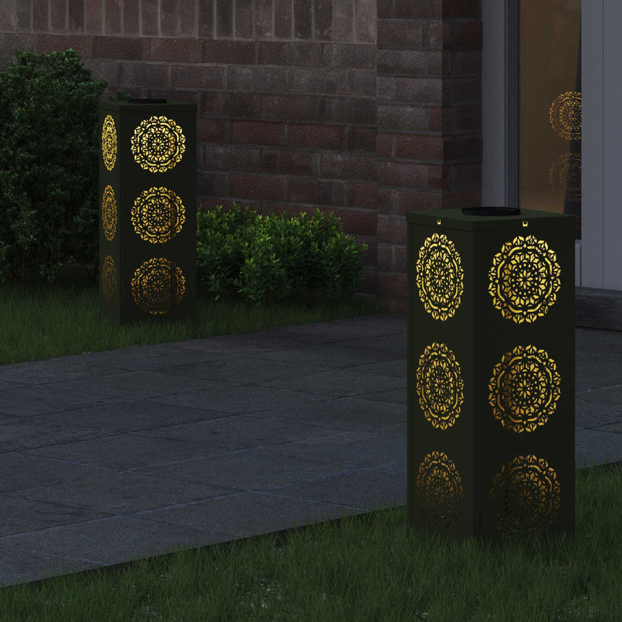 Solar LED Pad Licht 2 pcs Olijf Groen Koudgewalst staal