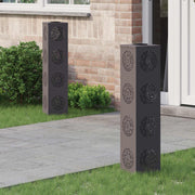 Solar LED padlicht 2 stuks zwart koudgewalst staal 18x18x80 cm