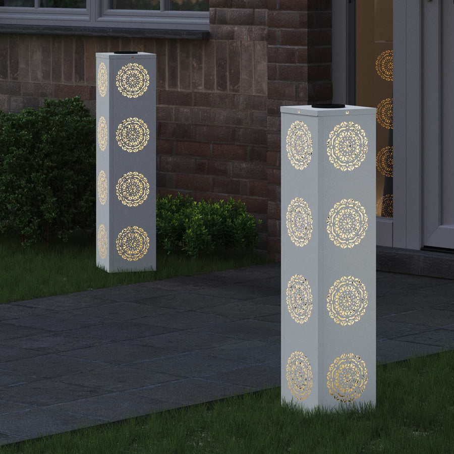 Solar LED Pad Licht 2 pcs Wit Koudgewalst staal