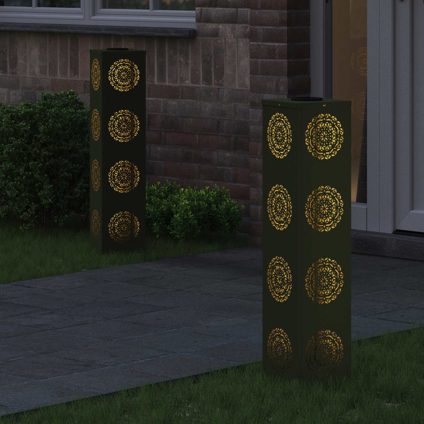 Solar LED Pad Licht 2 pcs Olijf Groen Koudgewalst staal
