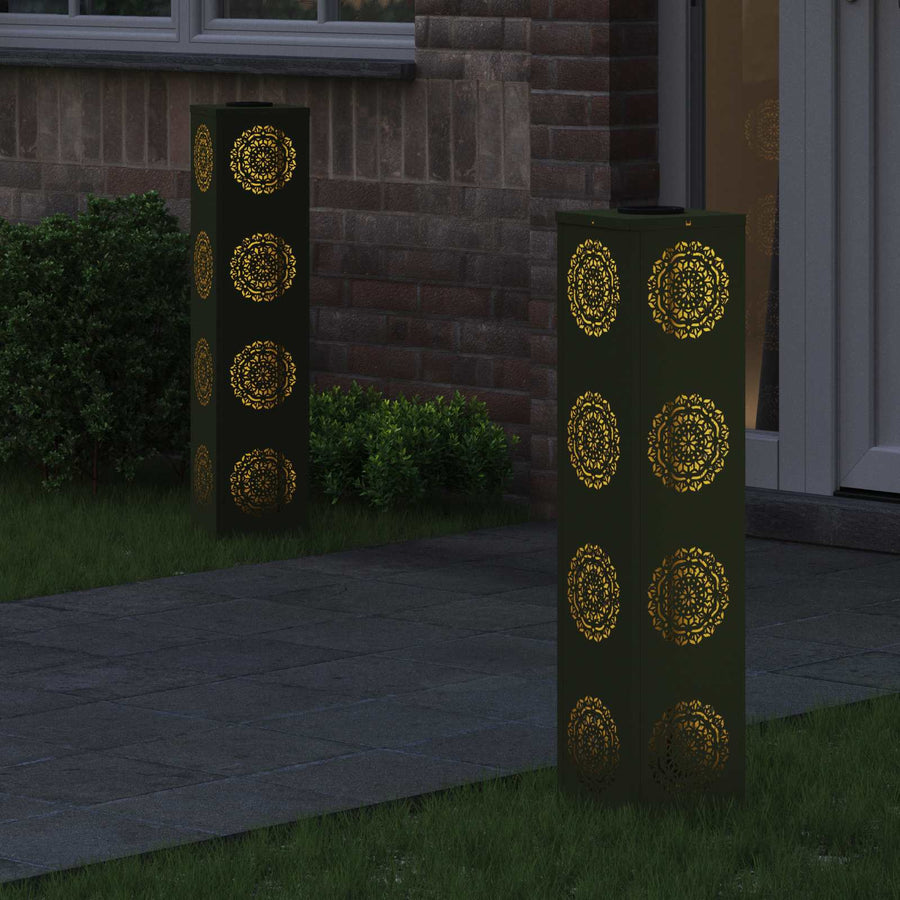 Solar LED Pad Licht 2 pcs Olijf Groen Koudgewalst staal