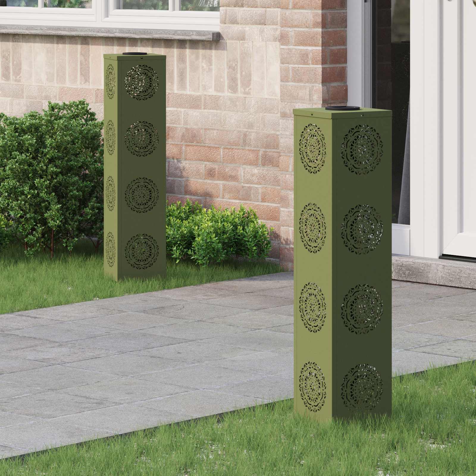 Solar LED Pad Licht 2 pcs Olijf Groen Koudgewalst staal
