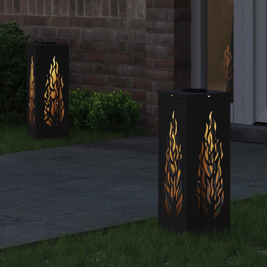 Solar LED Pad Licht 2 pcs Zwart Koudgewalst staal