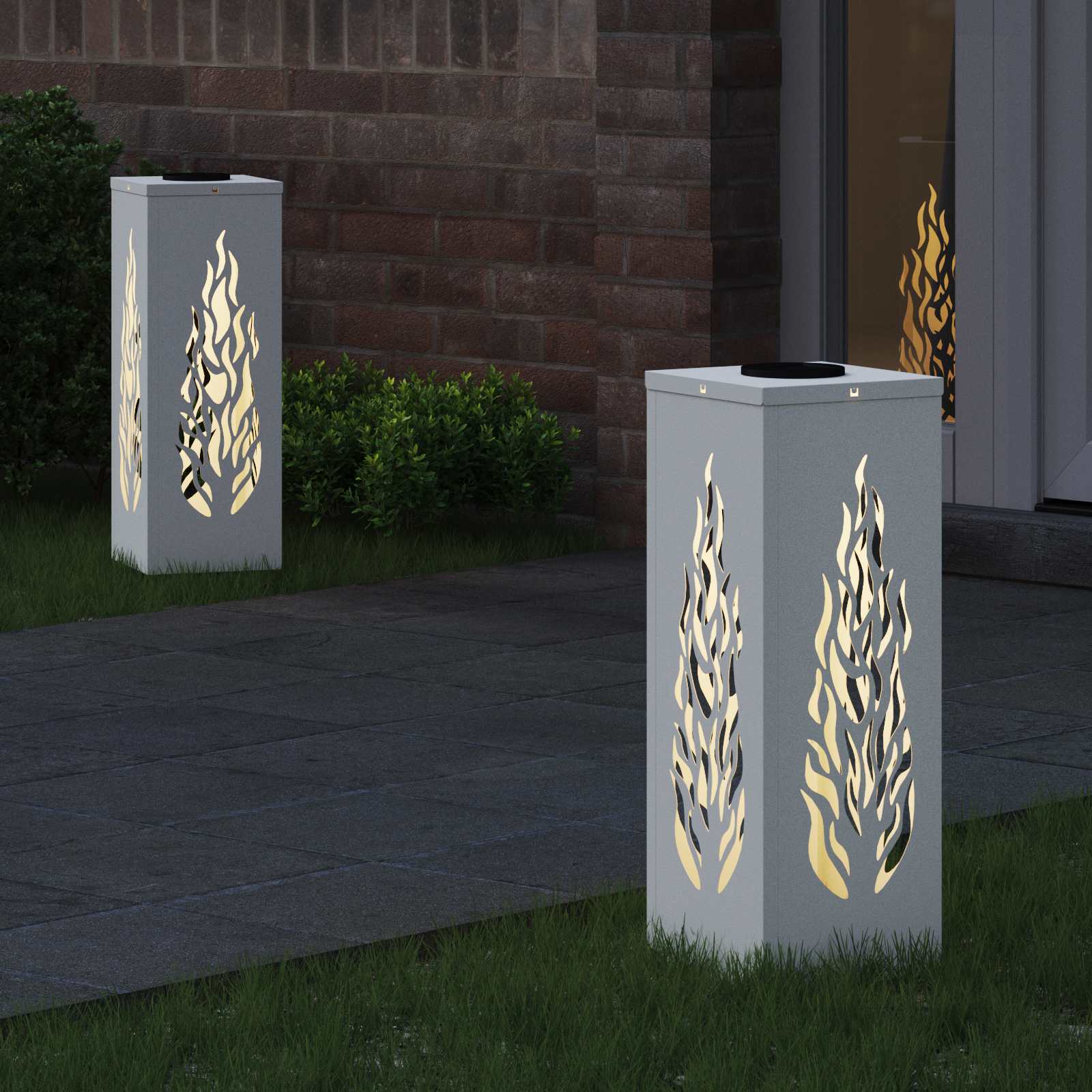 Solar LED Pad Licht 2 pcs Wit Koudgewalst staal