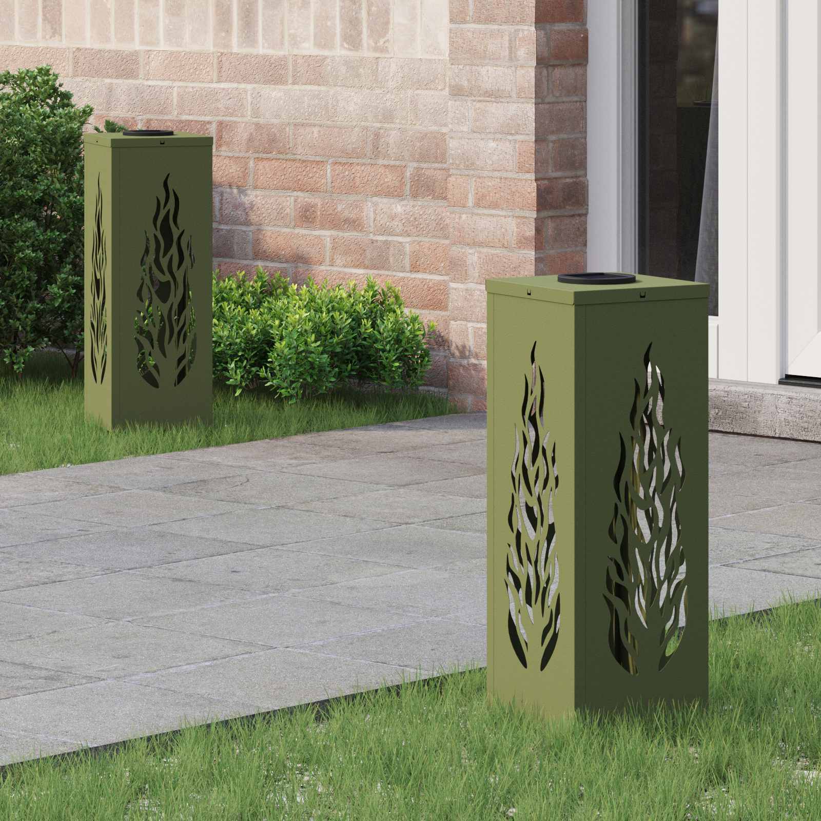 Solar LED Pad Licht 2 pcs Olijf Groen Koudgewalst staal