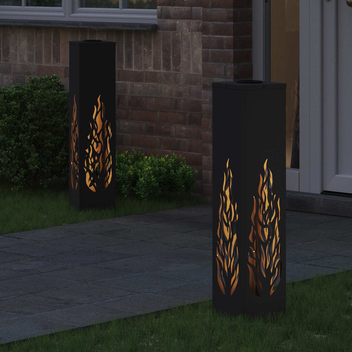 Solar LED Pad Licht 2 pcs Zwart Koudgewalst staal