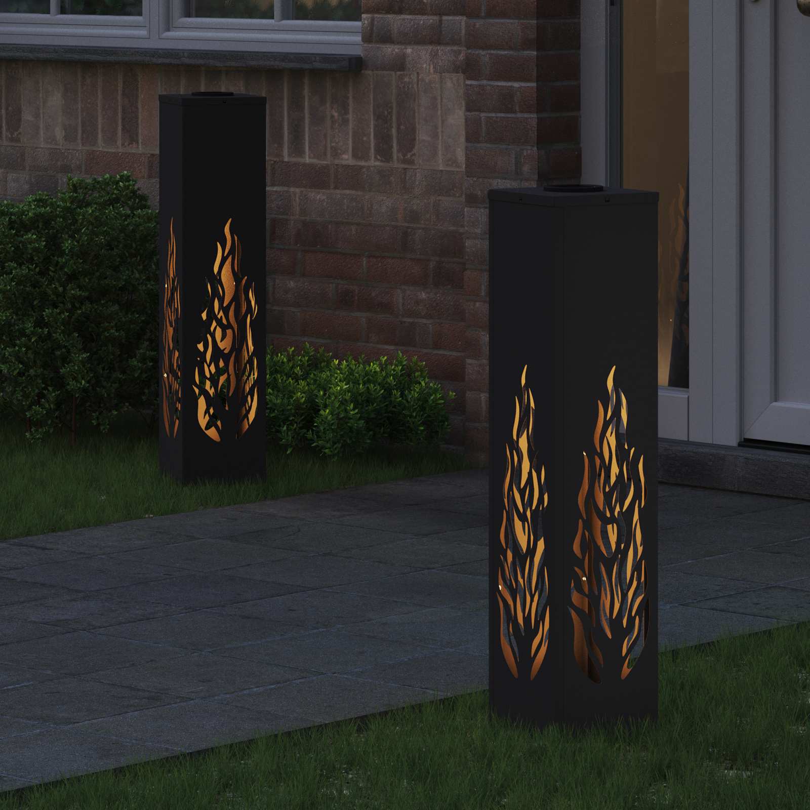 Solar LED Pad Licht 2 pcs Zwart Koudgewalst staal
