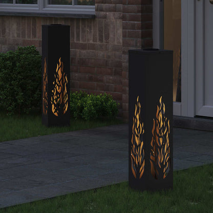 Solar LED Pad Licht 2 pcs Zwart Koudgewalst staal