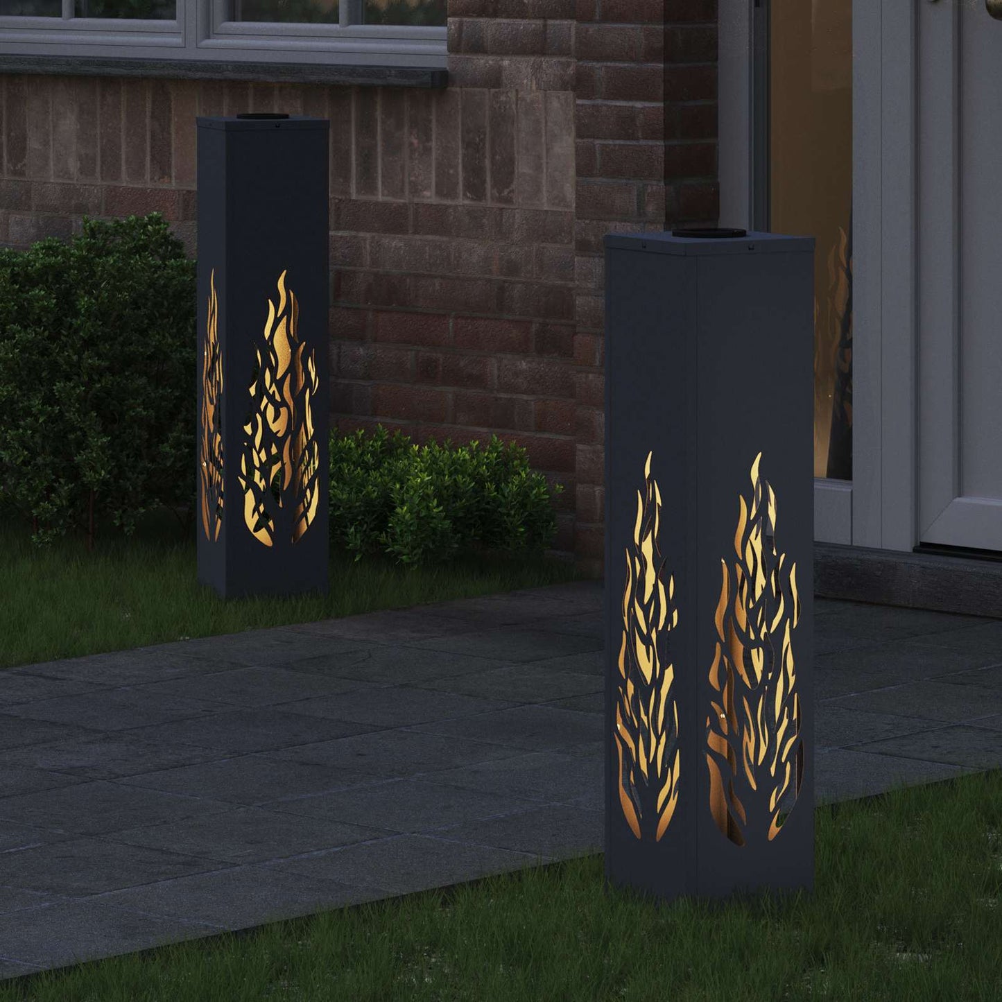 Solar LED Pad Licht 2 pcs Antraciet Koudgewalst staal
