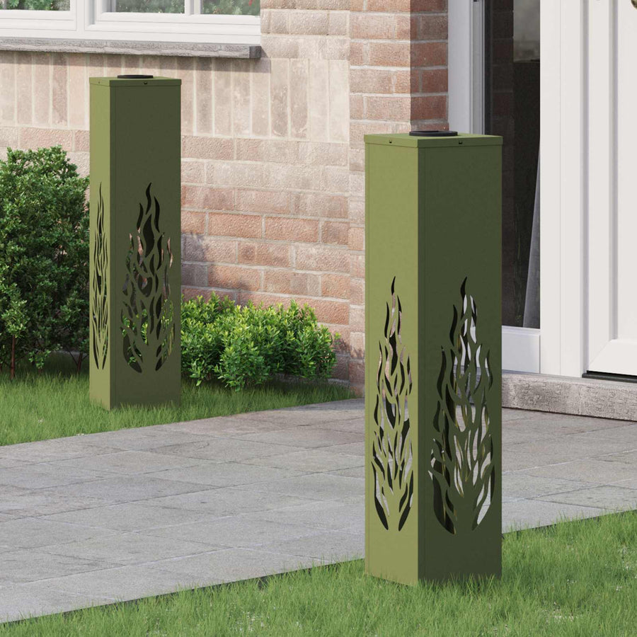 Solar LED Pad Licht 2 pcs Olijf Groen Koudgewalst staal
