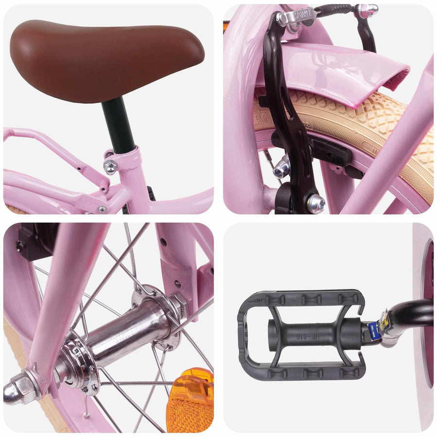 Kinderfiets 14 Inch voor 3-5 jaar oud Lichtroze