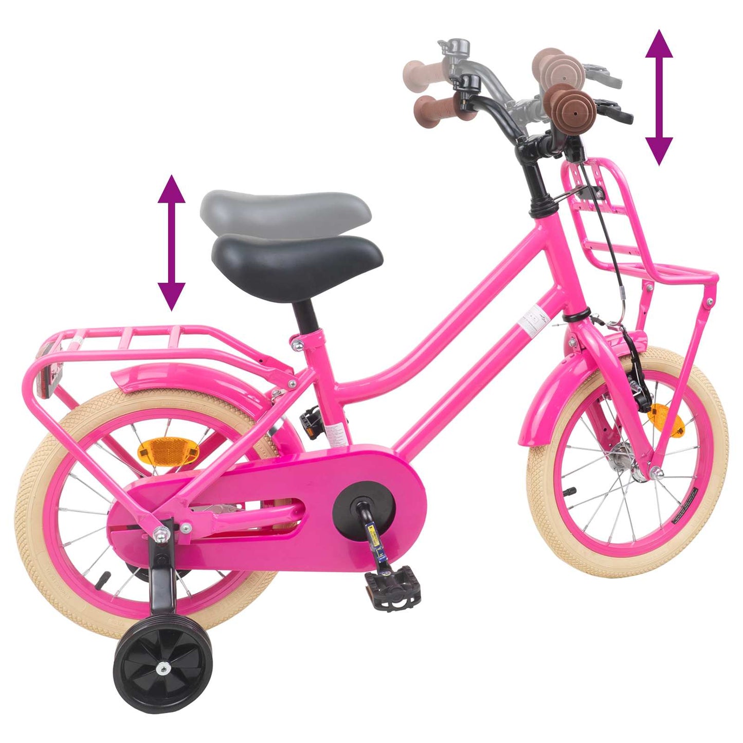 Kinderfiets 14 Inch voor 3-5 jaar oud Donkerroze