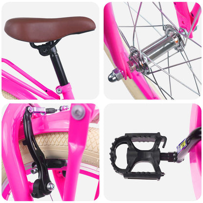 Kinderfiets 20 Inch voor 6-11 jaar oud Donkerroze