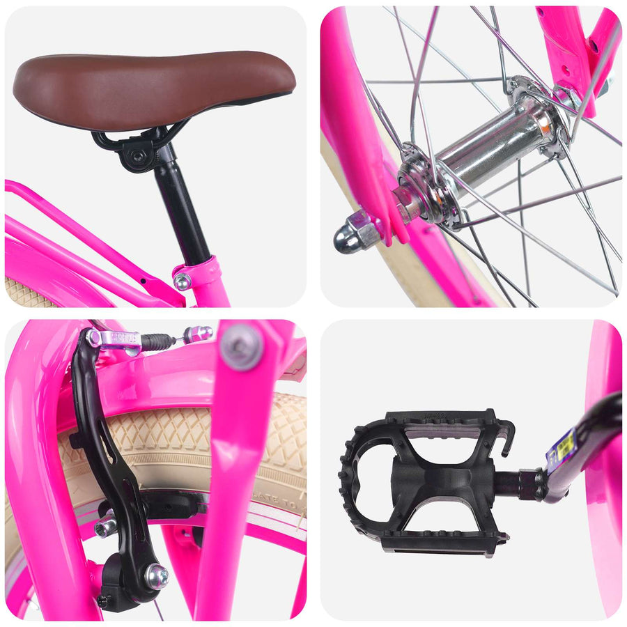 Kinderfiets 20 Inch voor 6-11 jaar oud Donkerroze