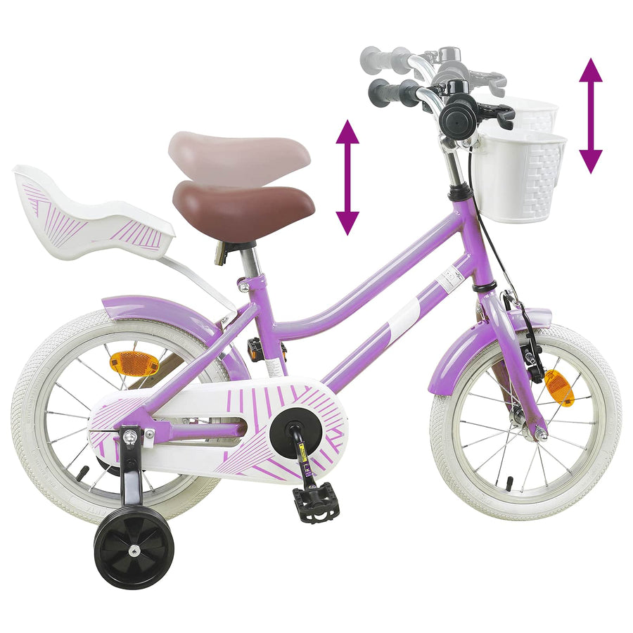 Kinderfiets 14 Inch voor 3-5 jaar oud Paars