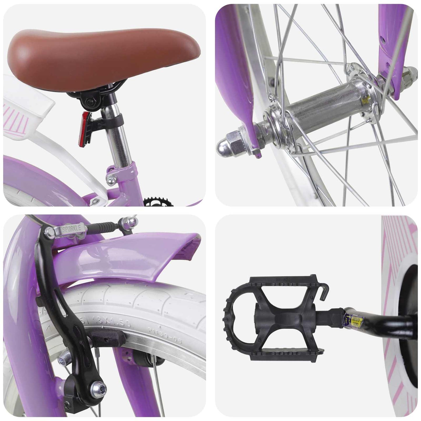 Kinderfiets 18 Inch voor 5-7 jaar Paars
