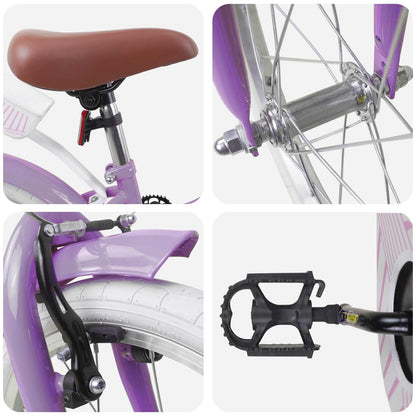 Kinderfiets 18 Inch voor 5-7 jaar Paars
