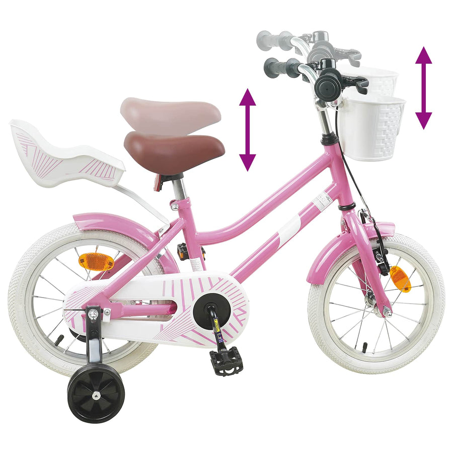 Kinderfiets 14 Inch voor 3-5 jaar oud Lichtroze