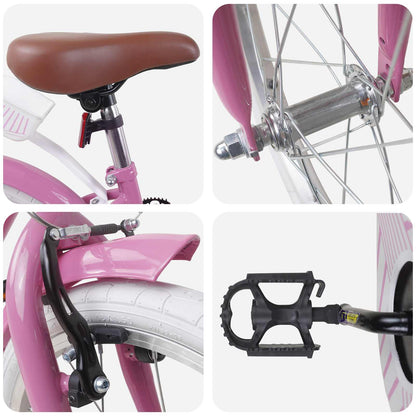Kinderfiets 18 Inch voor 5-7 jaar Lichtroze