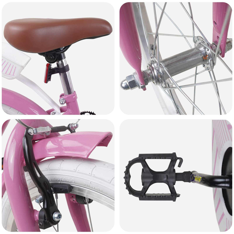 Kinderfiets 18 Inch voor 5-7 jaar Lichtroze