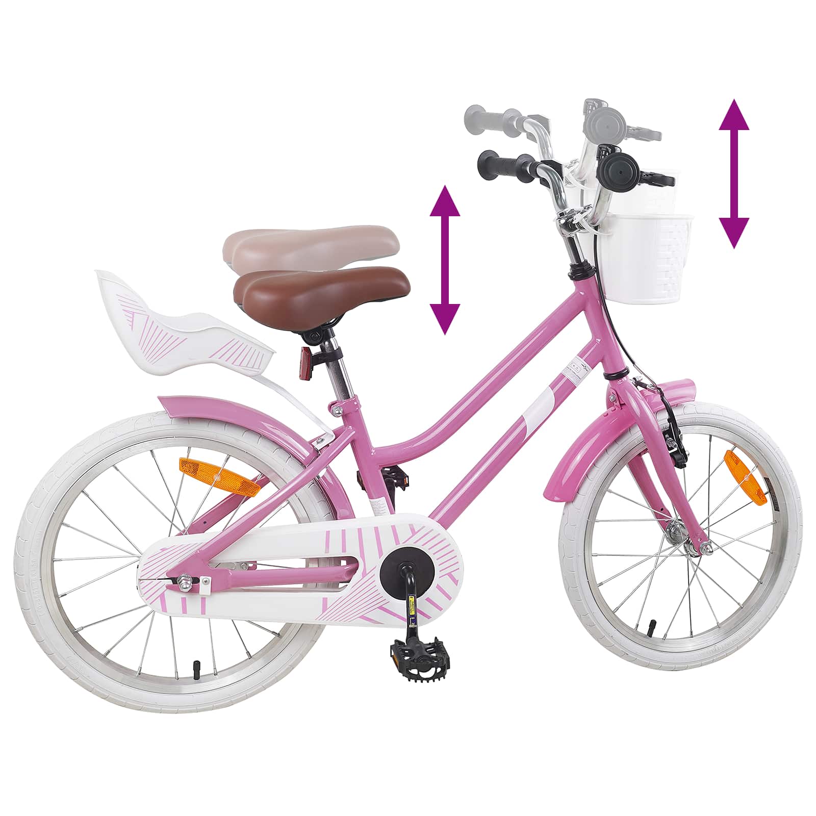 Kinderfiets 18 Inch voor 5-7 jaar Lichtroze