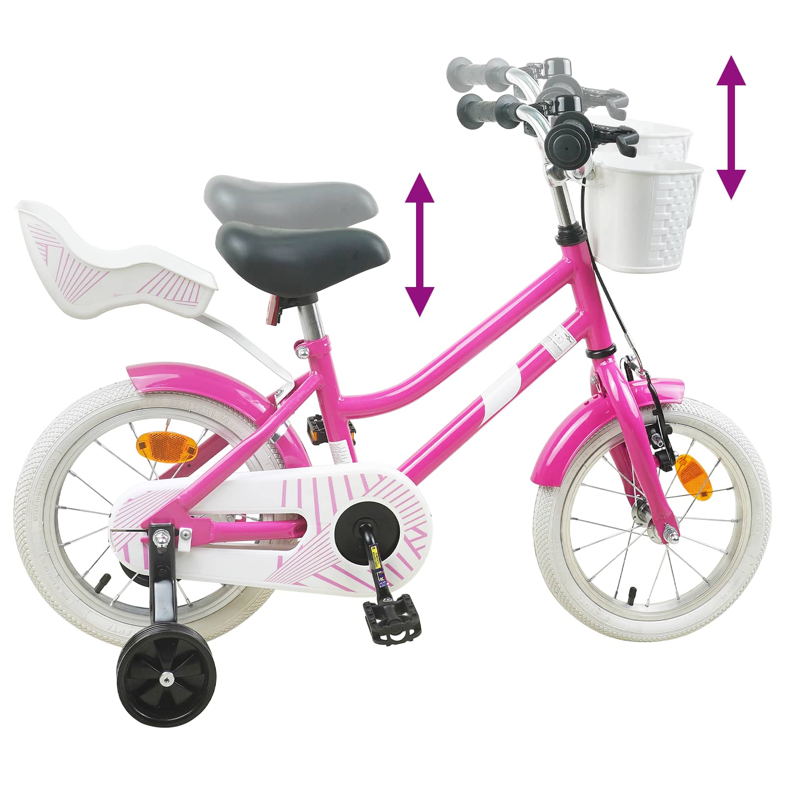 Kinderfiets 12 Inch voor 2-4 jaar oud Donkerroze