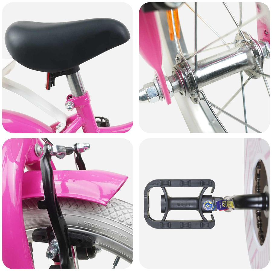 Kinderfiets 16 Inch voor 4-6 jaar oud Donkerroze