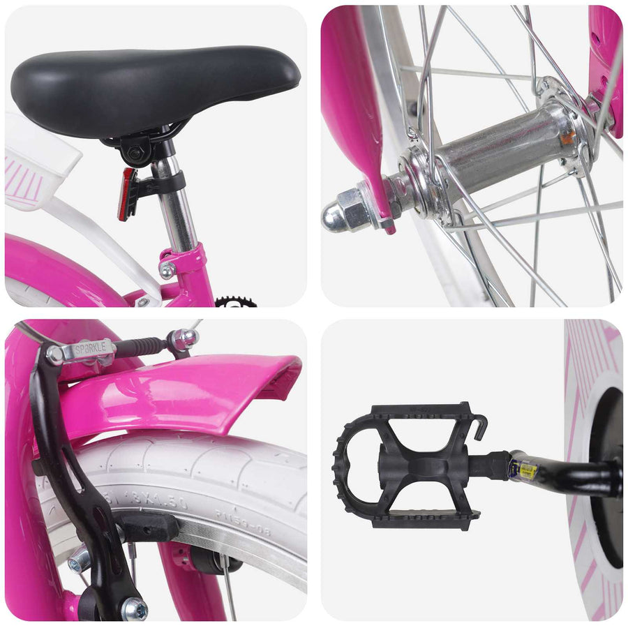 Kinderfiets 18 Inch voor 5-7 jaar Donkerroze
