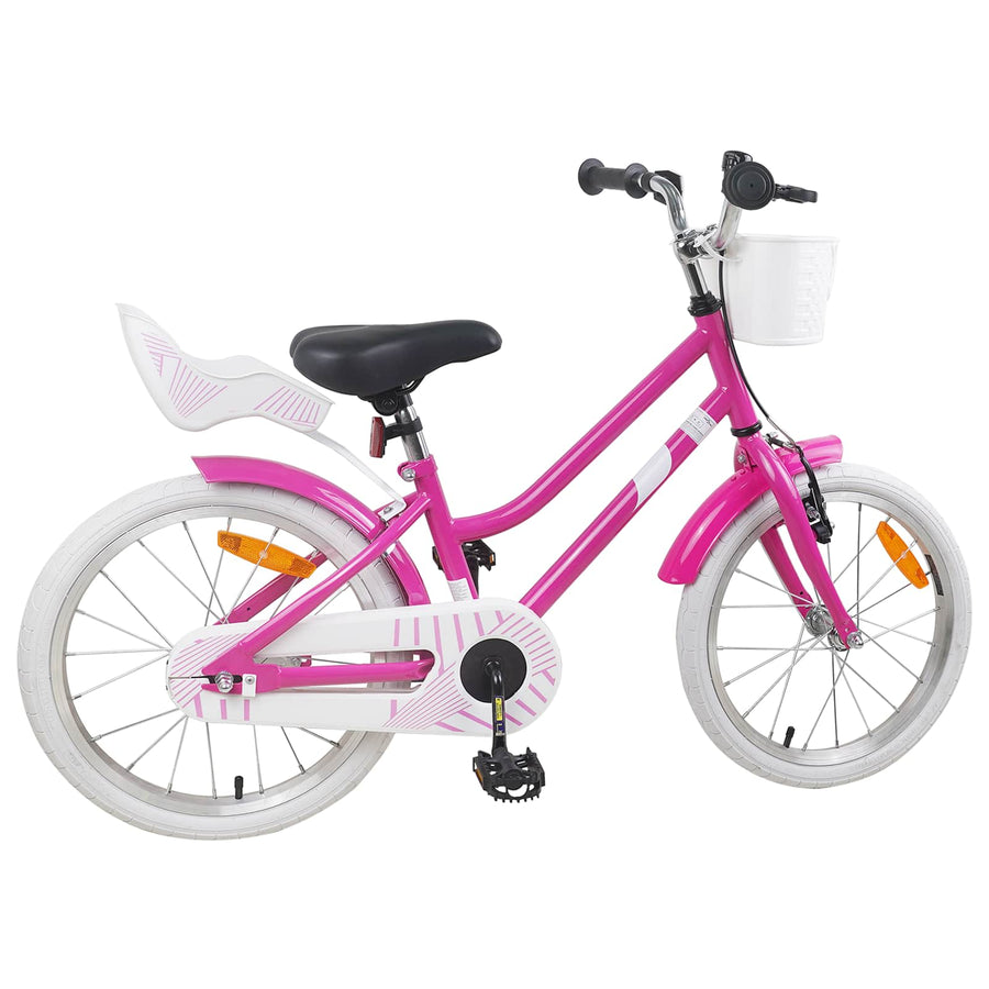 Kinderfiets 18 Inch voor 5-7 jaar Donkerroze