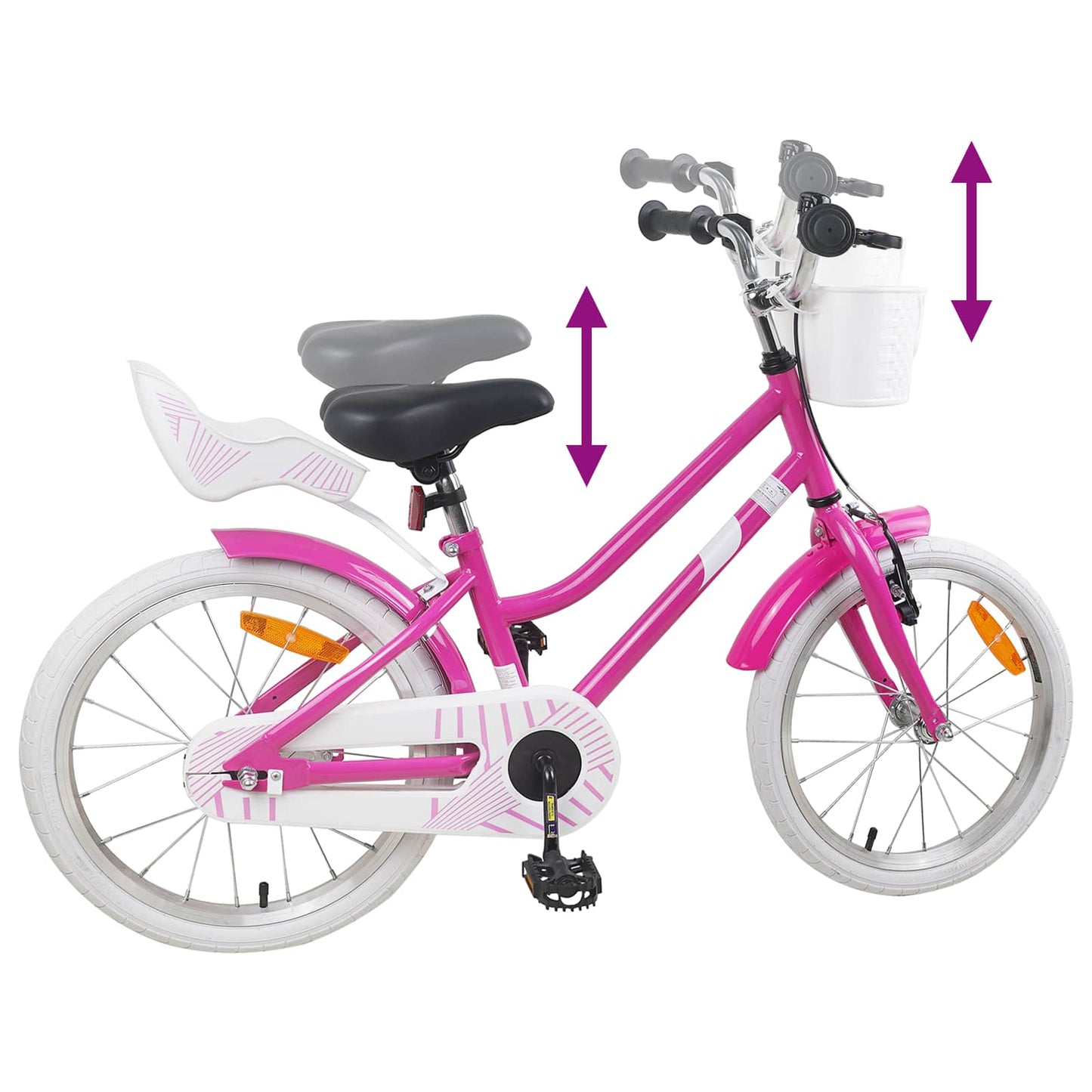 Kinderfiets 18 Inch voor 5-7 jaar Donkerroze